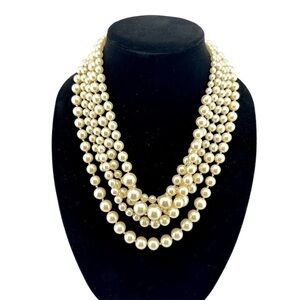 J Crew Necklace Multistrand Faux Pearl Layered with Goldtone Clasp